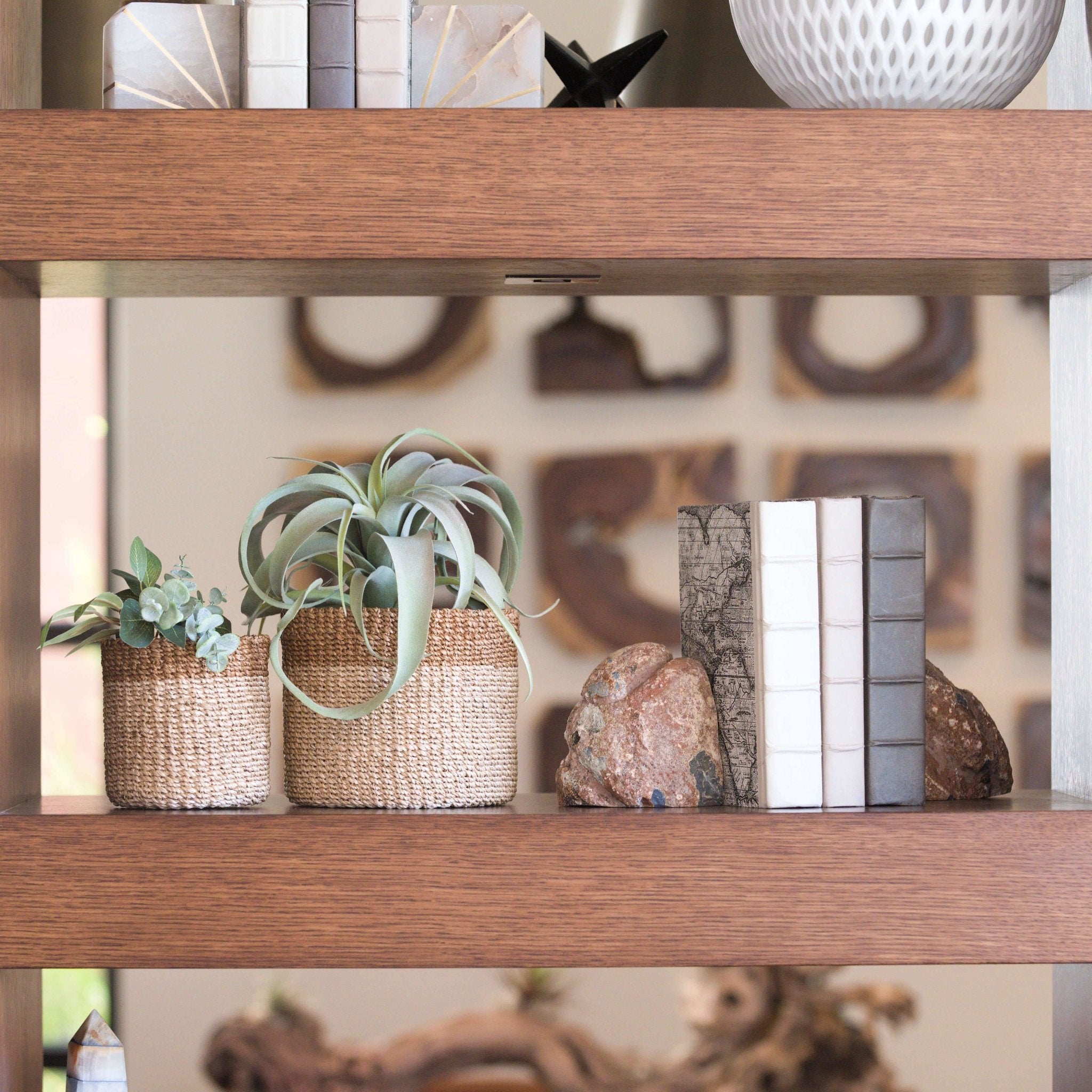 Natural + Brown Tabletop Bins Set of 2 - Wicker Baskets | LIKHÂ | Heirloom Boulevard