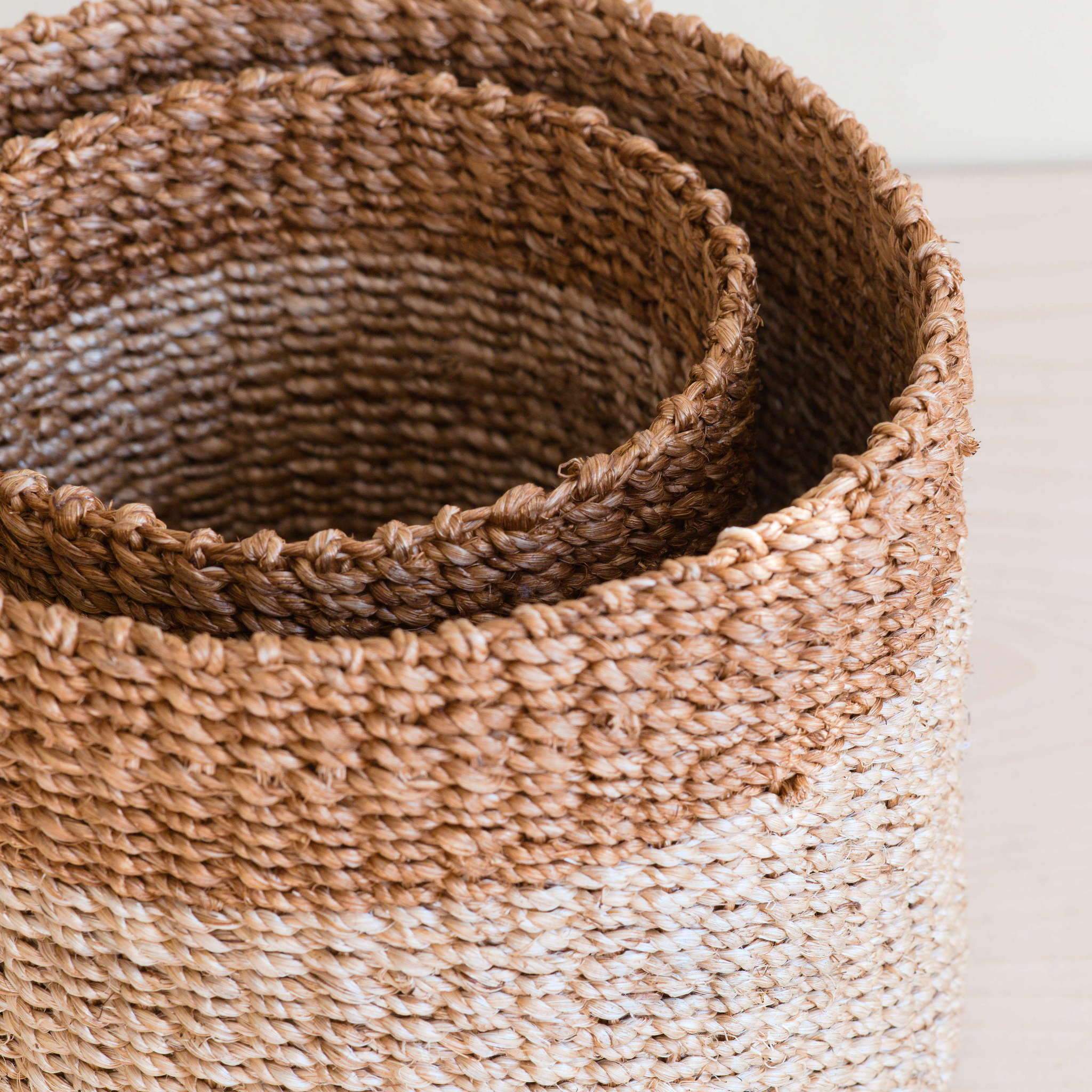 Natural + Brown Tabletop Bins Set of 2 - Wicker Baskets | LIKHÂ | Heirloom Boulevard