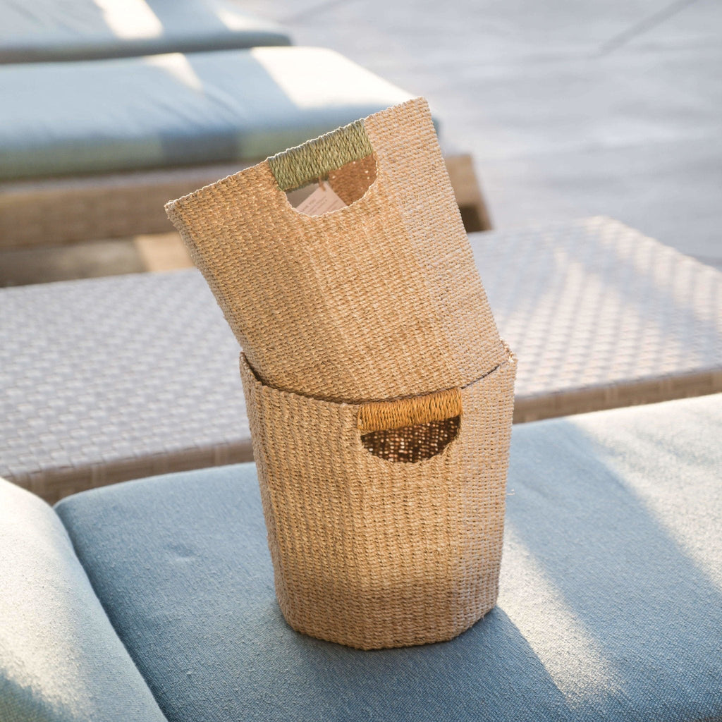 Natural Octagon Basket with Dusty Rose Handle - Natural Basket | LIKHÂ | Heirloom Boulevard
