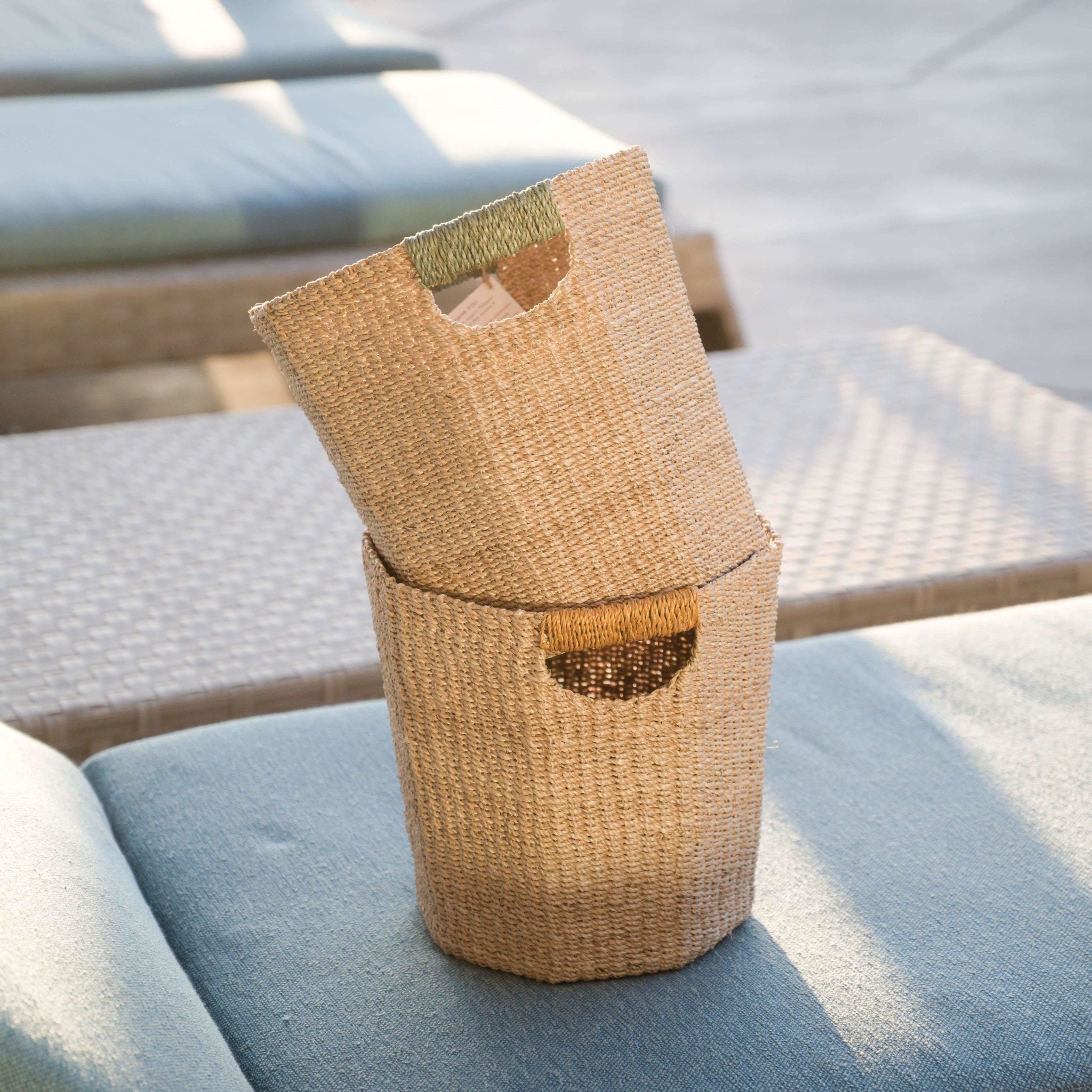 Natural Octagon Basket with Dusty Rose Handle - Natural Basket | LIKHÂ | Heirloom Boulevard