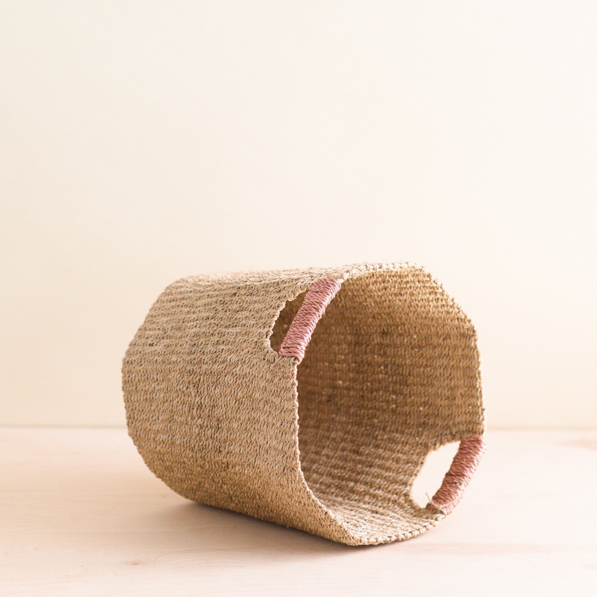Natural Octagon Basket with Dusty Rose Handle - Natural Basket | LIKHÂ | Heirloom Boulevard