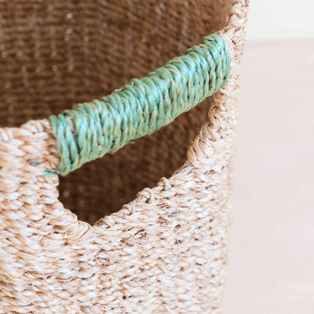 LIKHÂ Natural Octagon Basket with Sage Handle - Octagon Basket | LIKHÂ