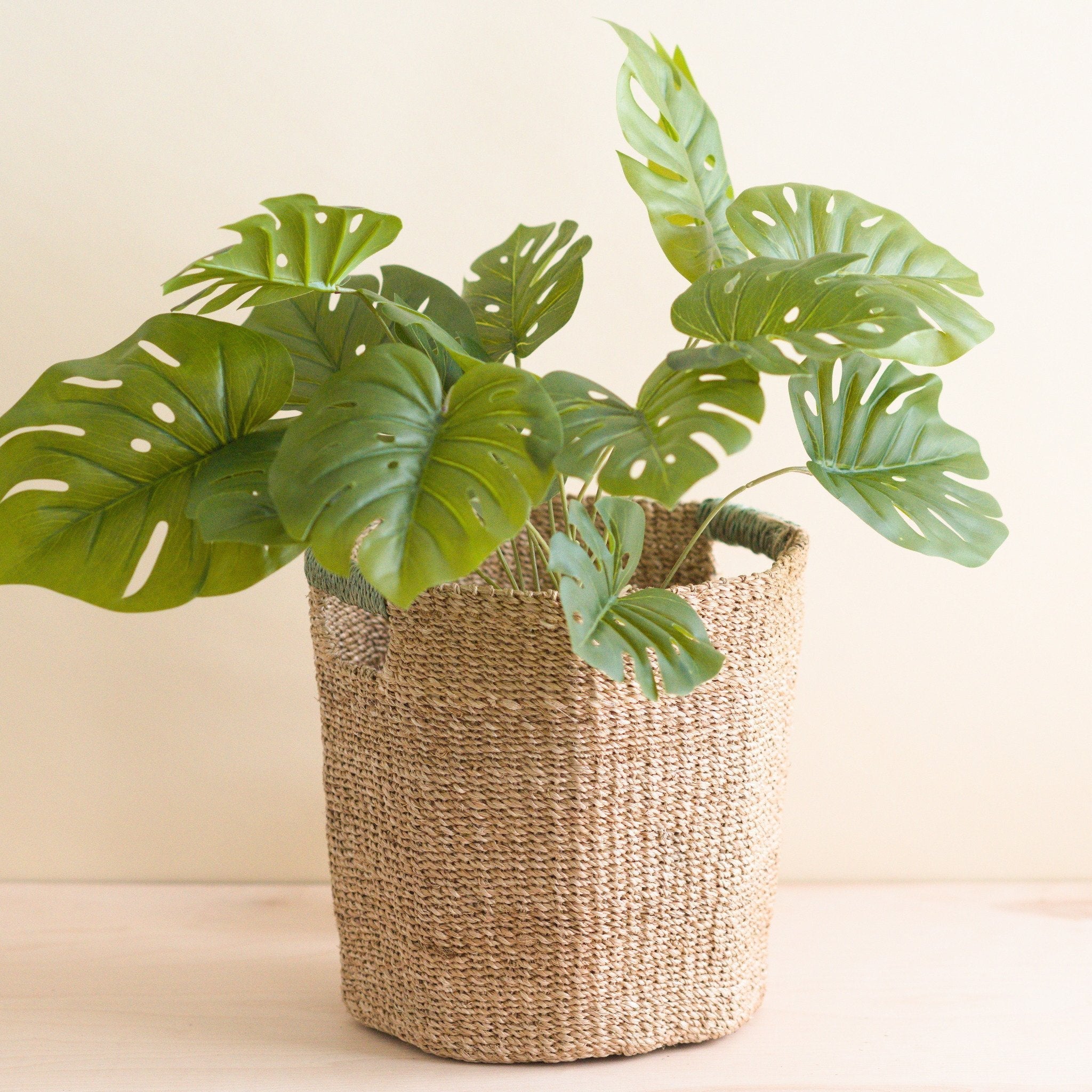 LIKHÂ Natural Octagon Basket with Sage Handle - Octagon Basket | LIKHÂ