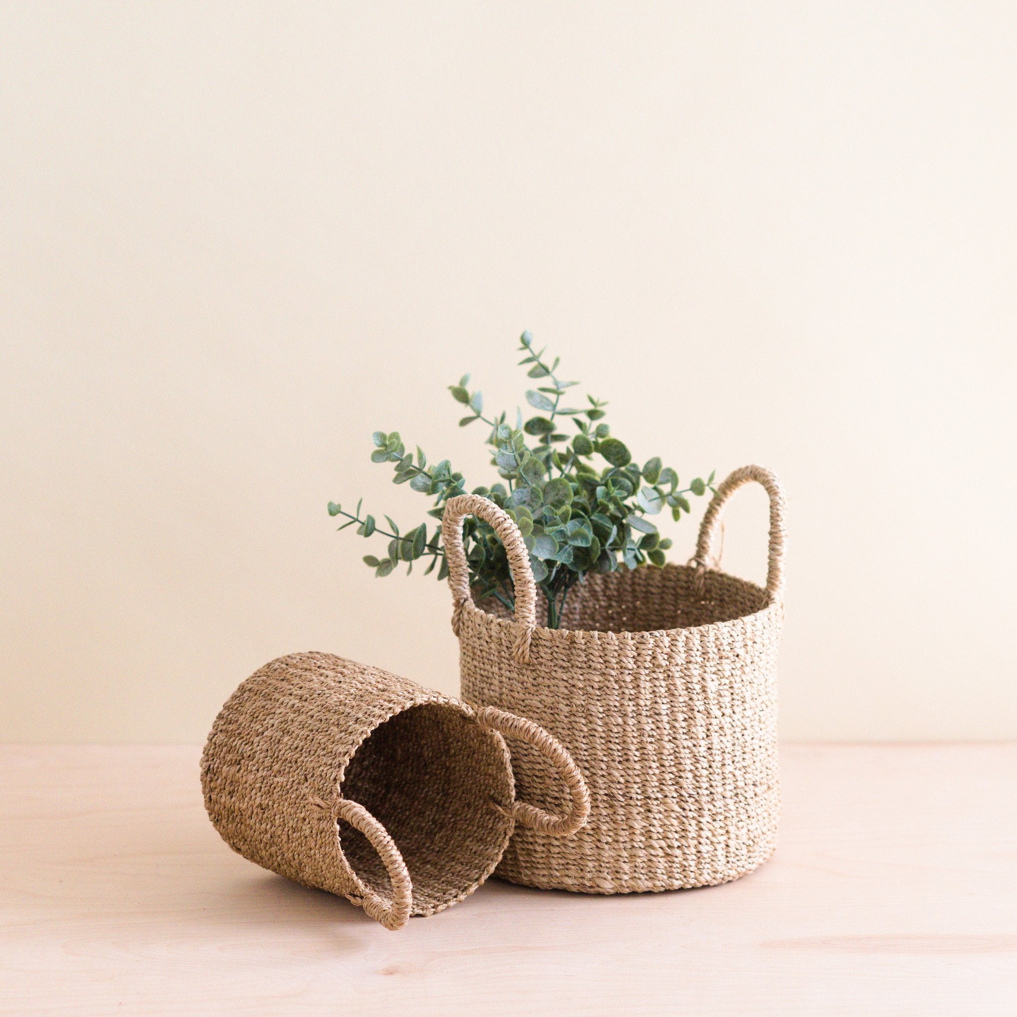 LIKHÂ Natural Tabletop Mini Basket with Handle Set of 2 - Weave Baskets | LIKHÂ LIKHÂ | Heirloom Boulevard