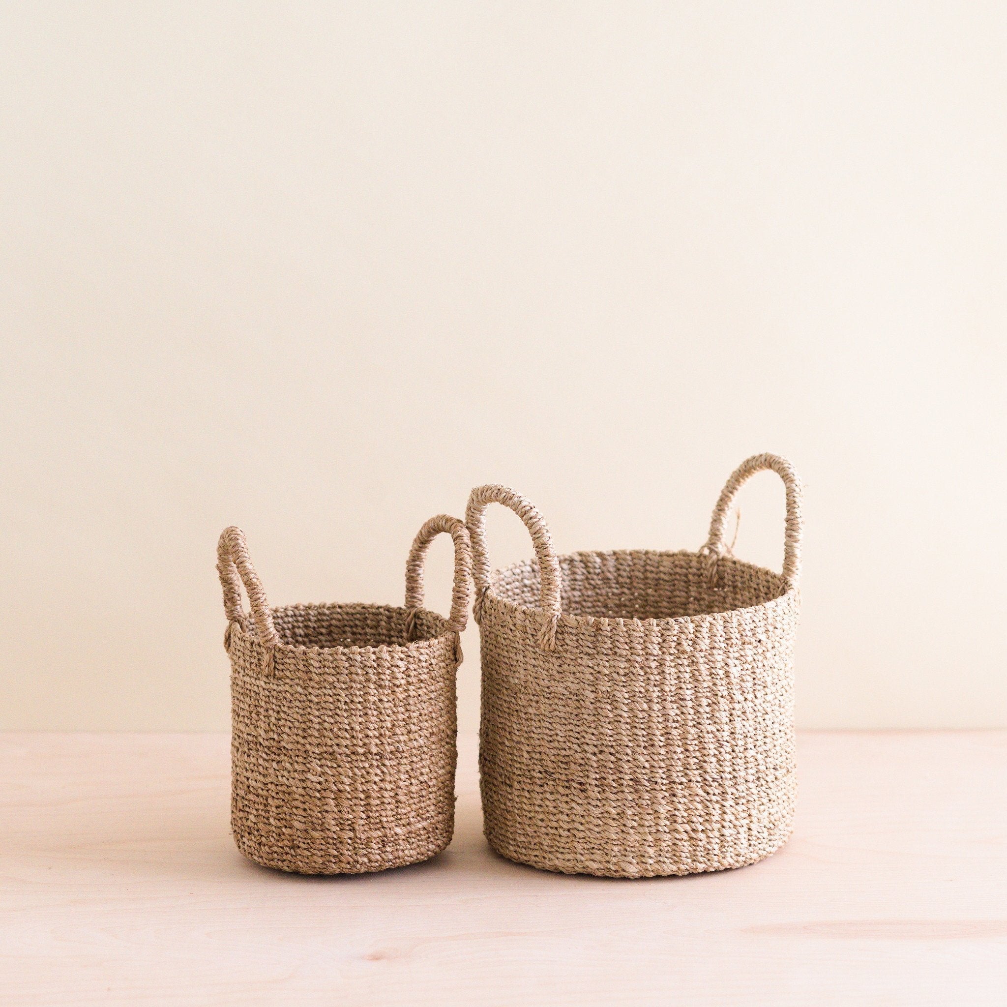 LIKHÂ Natural Tabletop Mini Basket with Handle Set of 2 - Weave Baskets | LIKHÂ LIKHÂ | Heirloom Boulevard