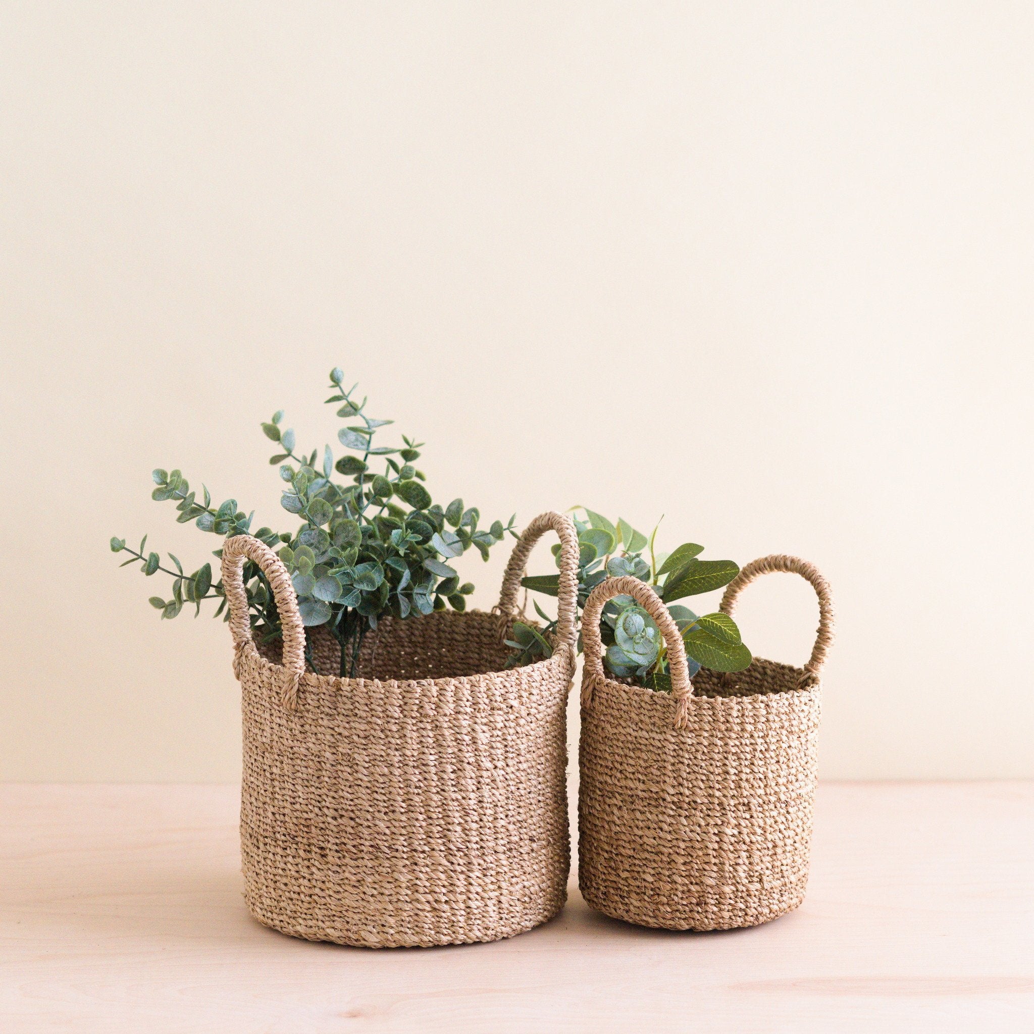 LIKHÂ Natural Tabletop Mini Basket with Handle Set of 2 - Weave Baskets | LIKHÂ LIKHÂ | Heirloom Boulevard