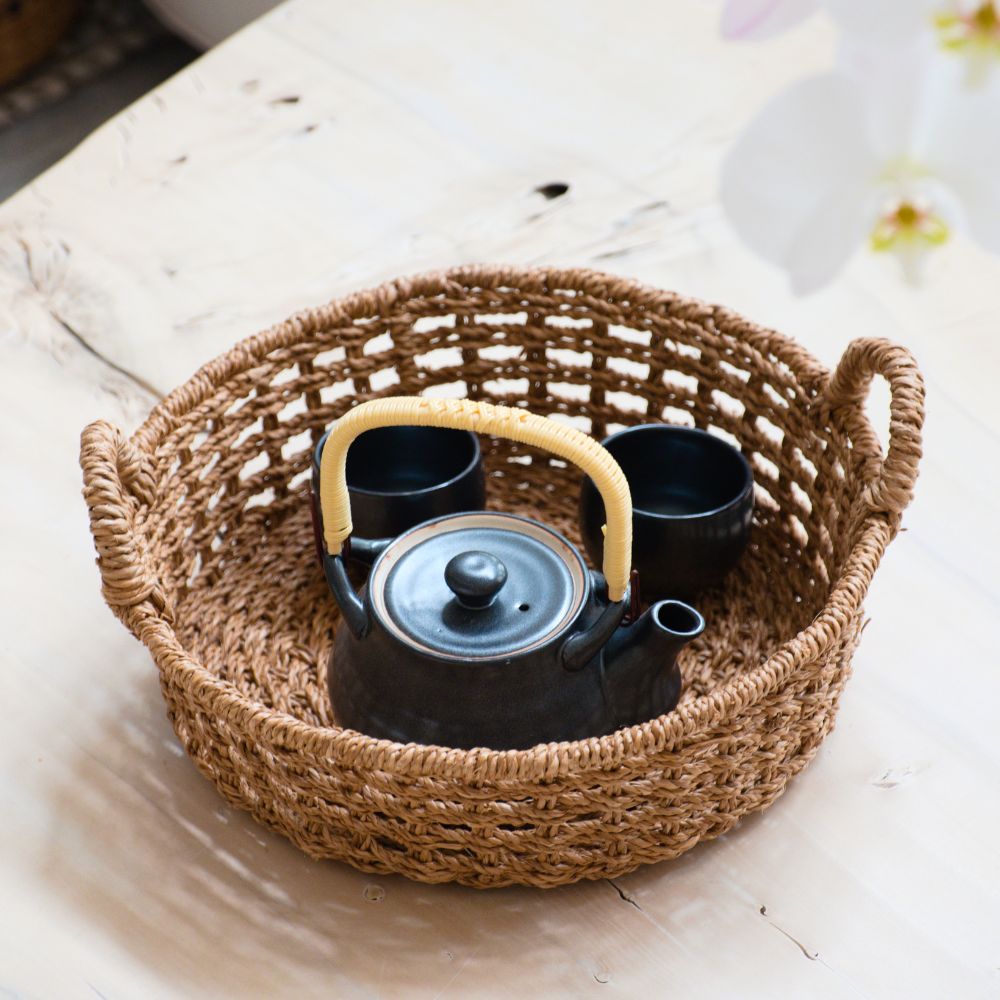 Round Open Weave Basket - Wicker Basket | LIKHÂ | Heirloom Boulevard