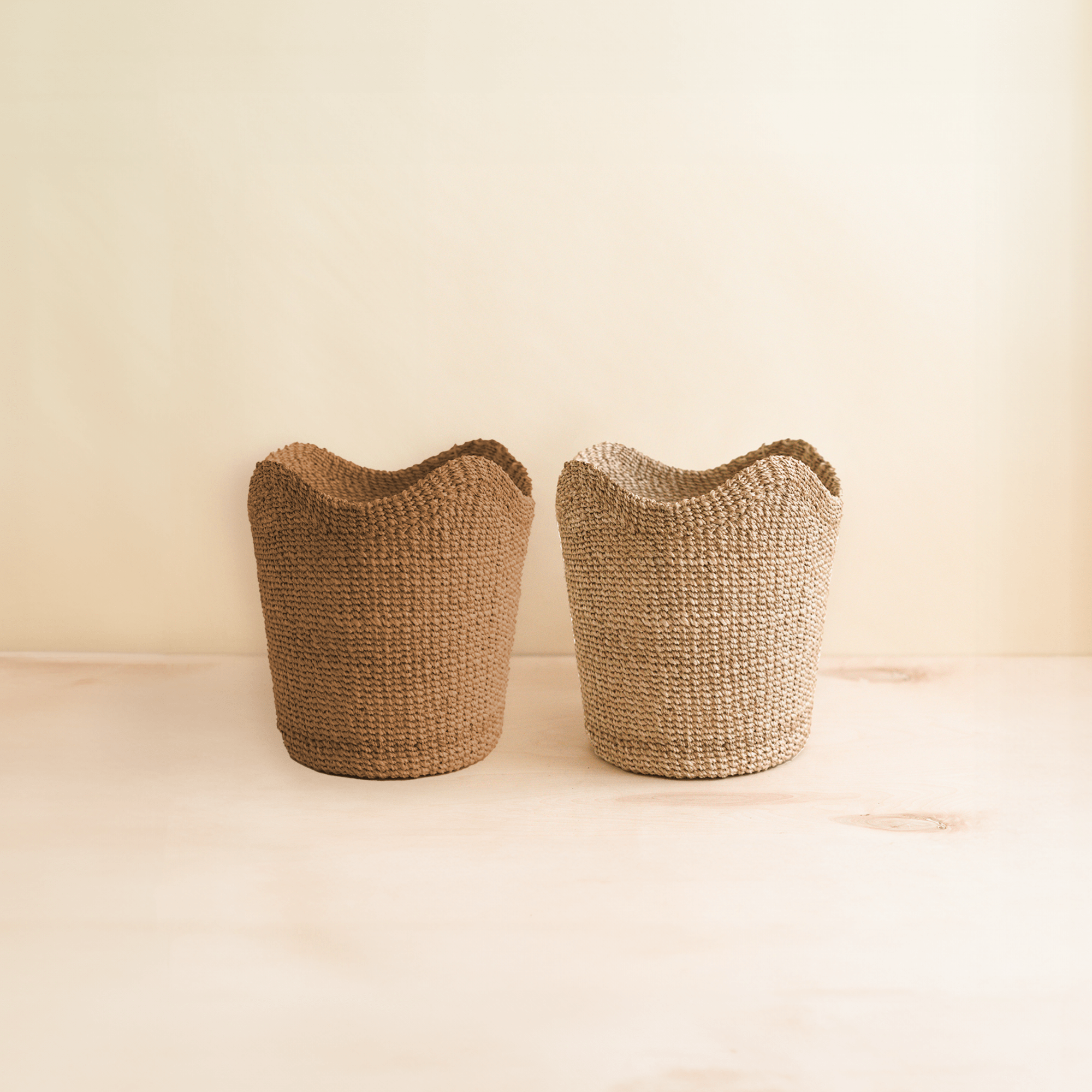 Small Tan Scallop Basket - Modern Basket | LIKHÂ LIKHÂ | Heirloom Boulevard