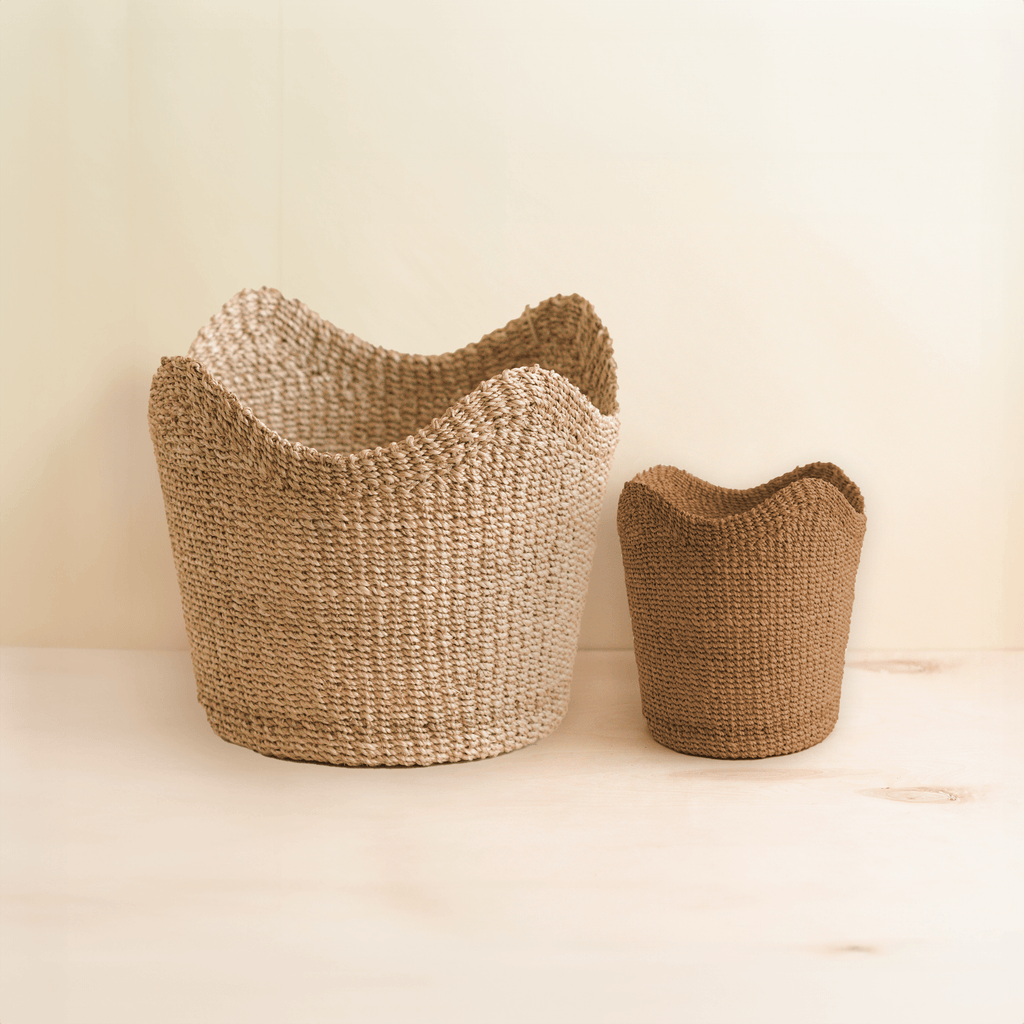 Small Tan Scallop Basket - Modern Basket | LIKHÂ LIKHÂ | Heirloom Boulevard