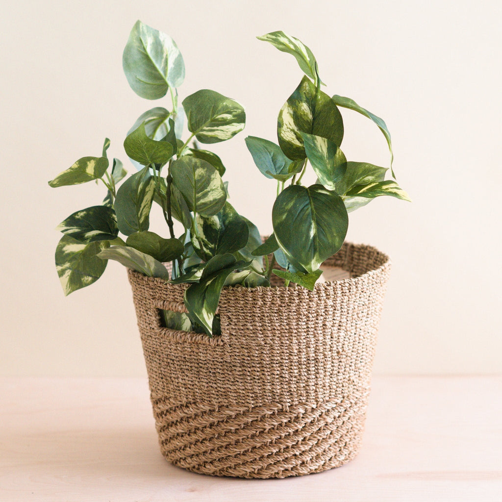 Tan + Natural Tapered Basket - Straw Basket | LIKHÂ LIKHÂ | Heirloom Boulevard