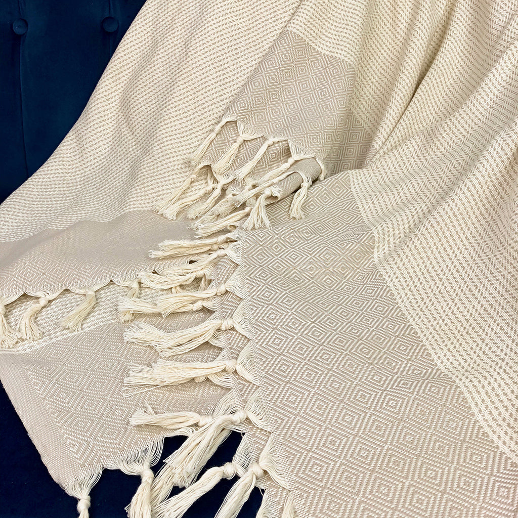 Diamond Stripe Turkish Throw SLATE + SALT | Heirloom Boulevard