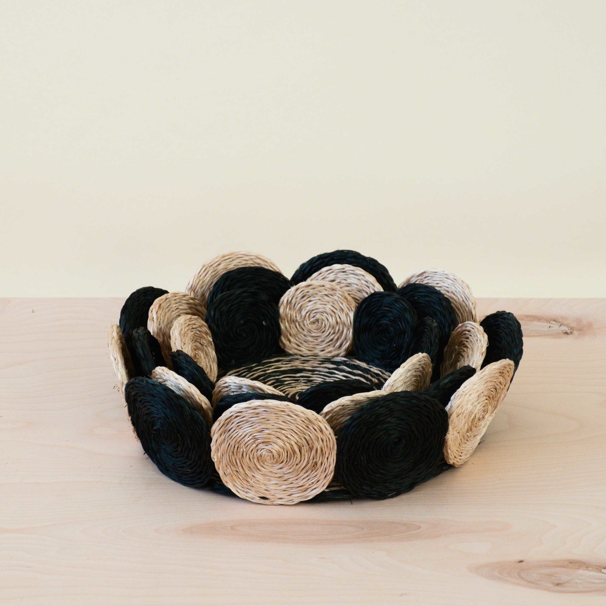 LIKHÂ Black and White Abaca Fruit Basket - Tabletop Basket, set of 3 | LIKHÂ