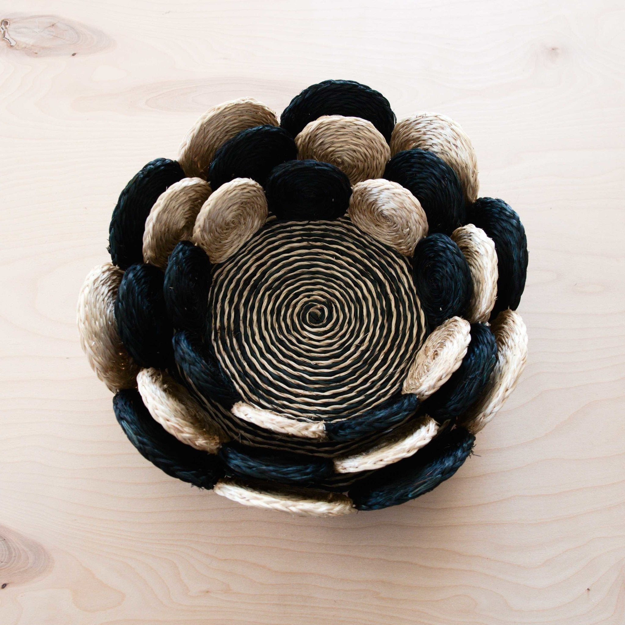 LIKHÂ Black and White Abaca Fruit Basket - Tabletop Basket, set of 3 | LIKHÂ