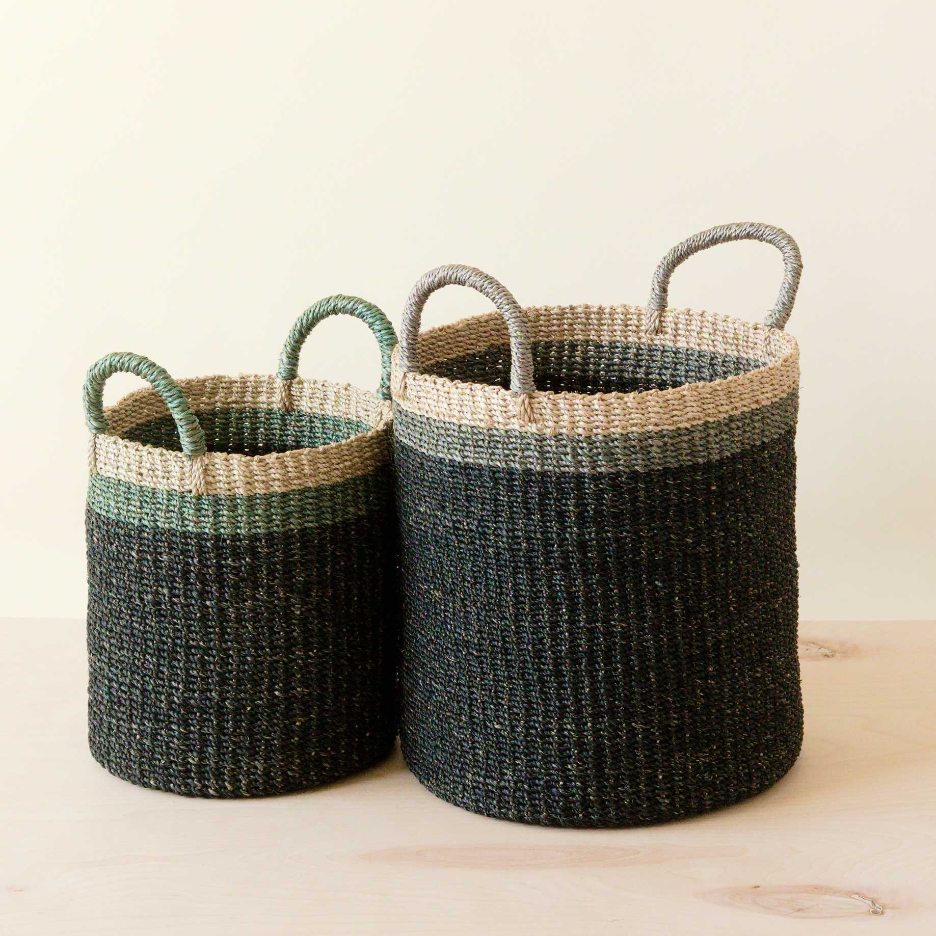 Black Baskets with Handle, set of 2 - Floor Baskets | LIKHÂ | Heirloom Boulevard