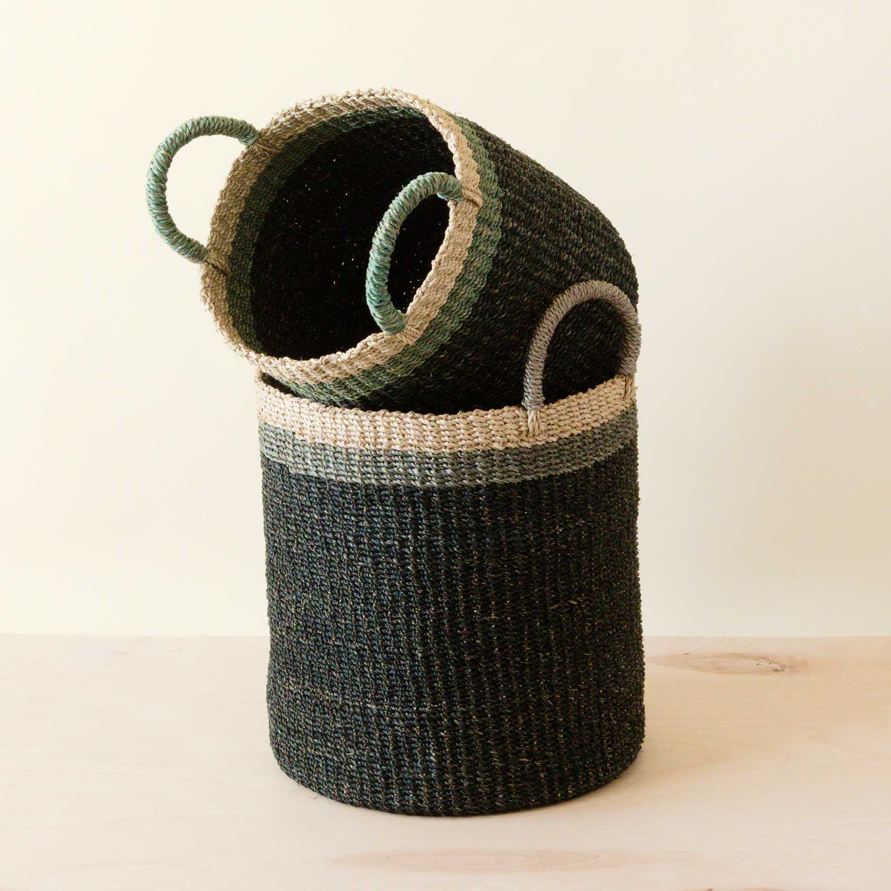 Black Baskets with Handle, set of 2 - Floor Baskets | LIKHÂ | Heirloom Boulevard