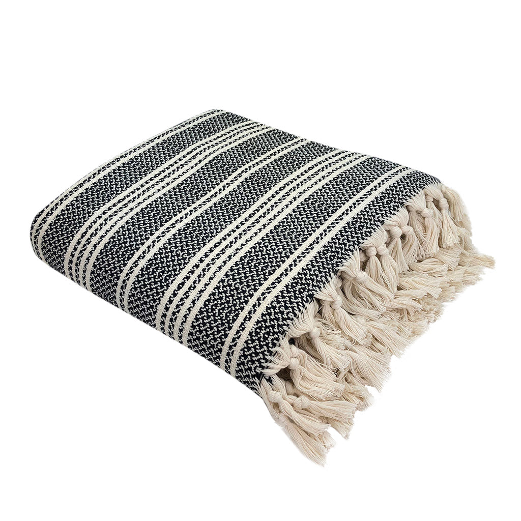 Woven Stripe Turkish Throw SLATE + SALT | Heirloom Boulevard