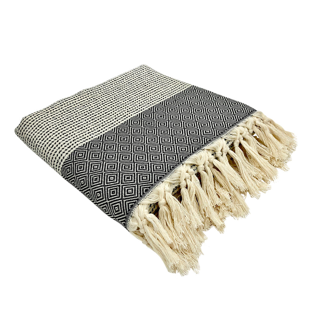Diamond Stripe Turkish Throw SLATE + SALT | Heirloom Boulevard