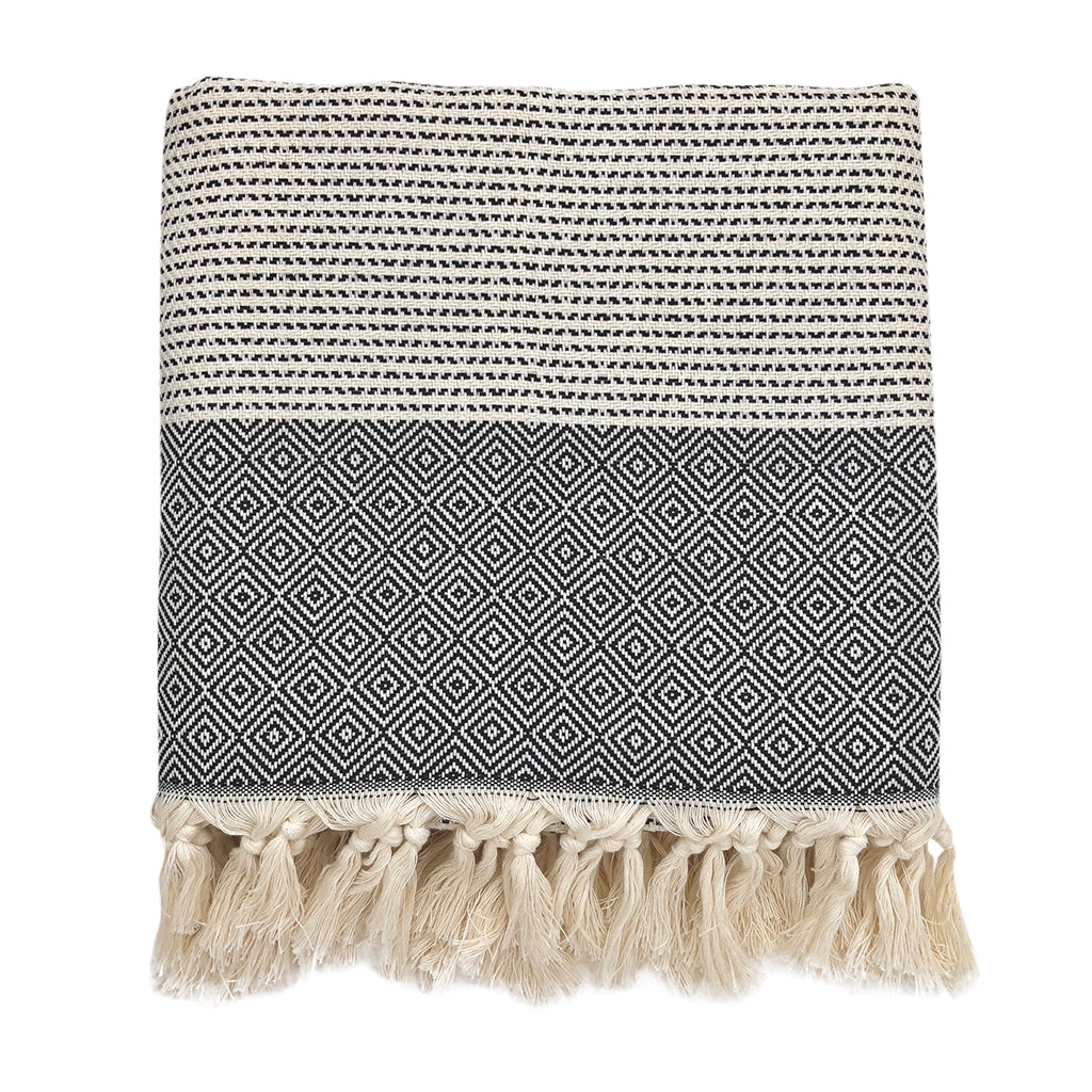 Diamond Stripe Turkish Throw SLATE + SALT | Heirloom Boulevard
