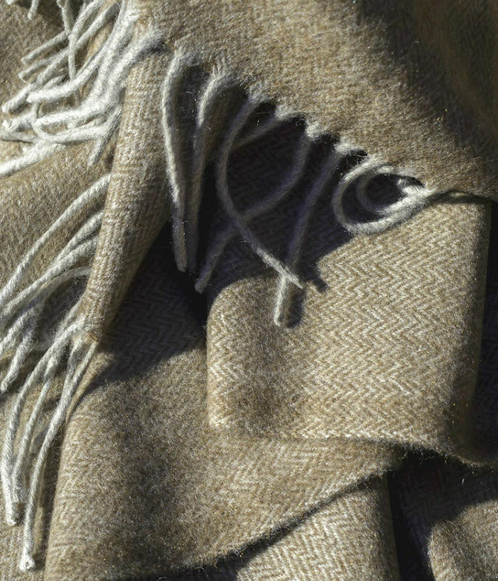 Bloomist Cappuccino Herringbone Woven Yak Down Throw | Heirloom Boulevard