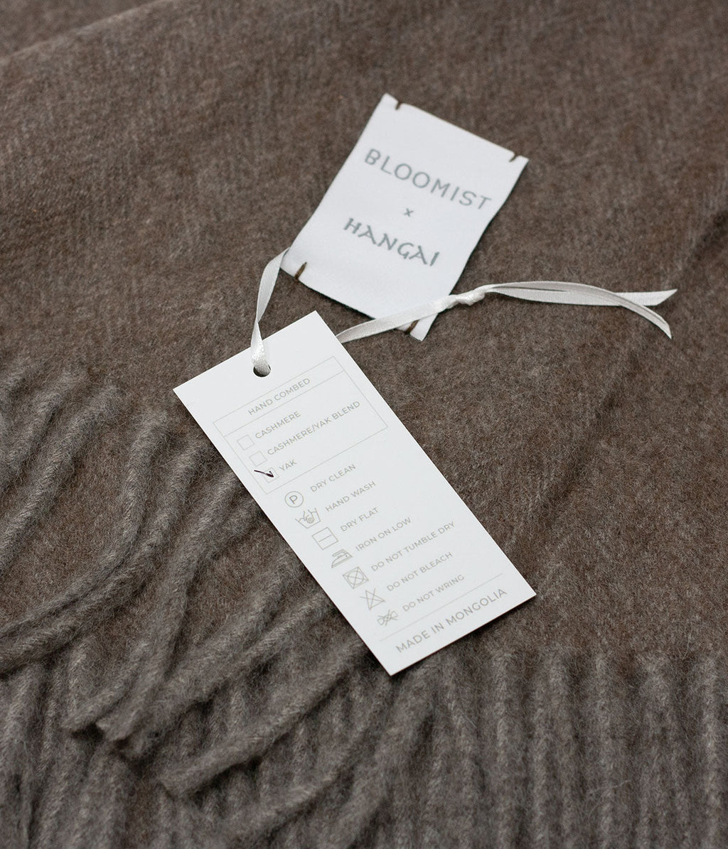 Bloomist Cappuccino Herringbone Woven Yak Down Throw | Heirloom Boulevard