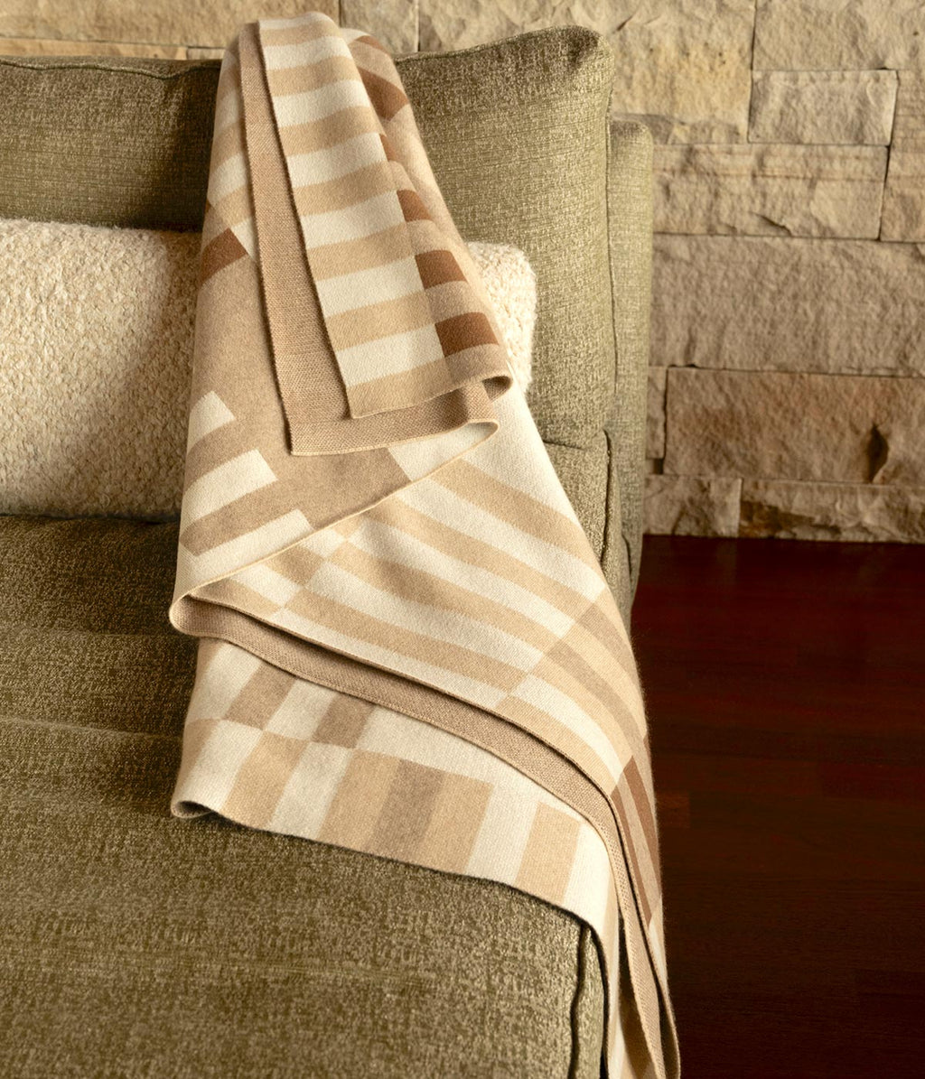 Bauhaus Cognac Knit Cashmere Throw | Heirloom Boulevard