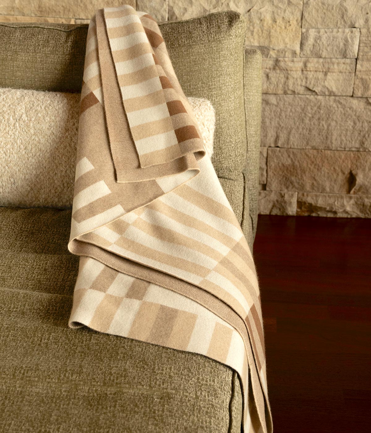 Bauhaus Cognac Knit Cashmere Throw | Heirloom Boulevard