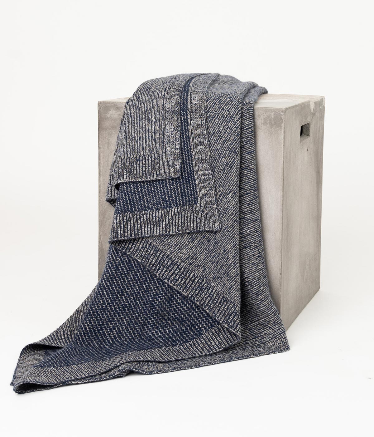Bloomist Cobalt and Platinum Yak Down Beehive Knit Throw | Heirloom Boulevard