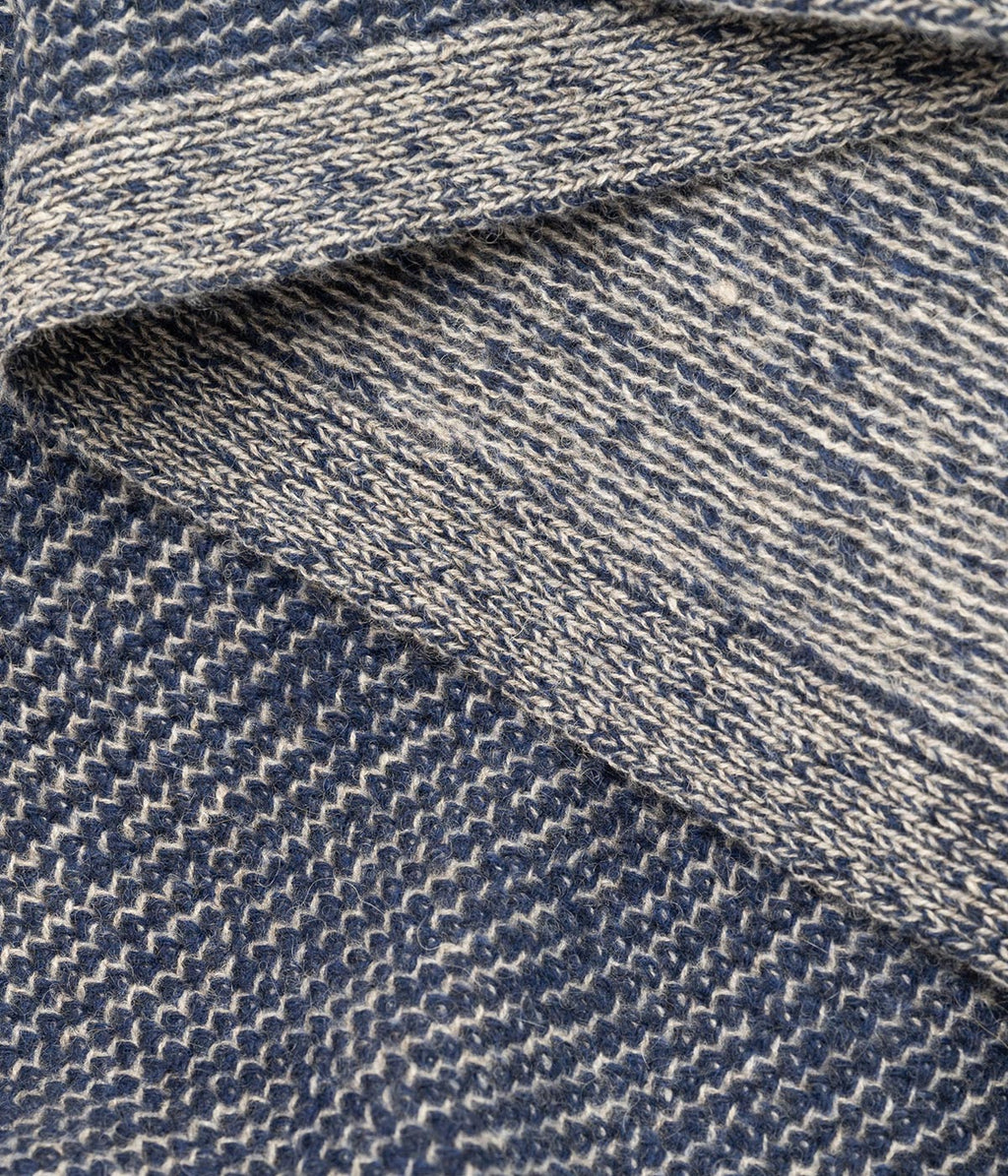 Bloomist Cobalt and Platinum Yak Down Beehive Knit Throw | Heirloom Boulevard