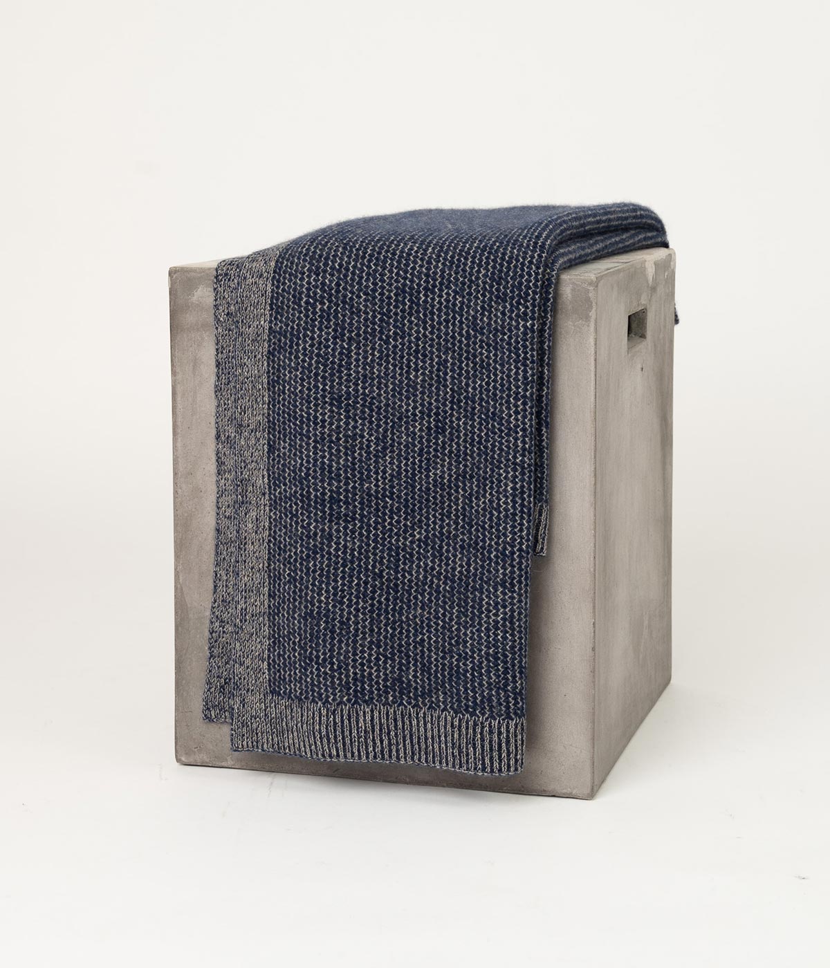 Bloomist Cobalt and Platinum Yak Down Beehive Knit Throw | Heirloom Boulevard