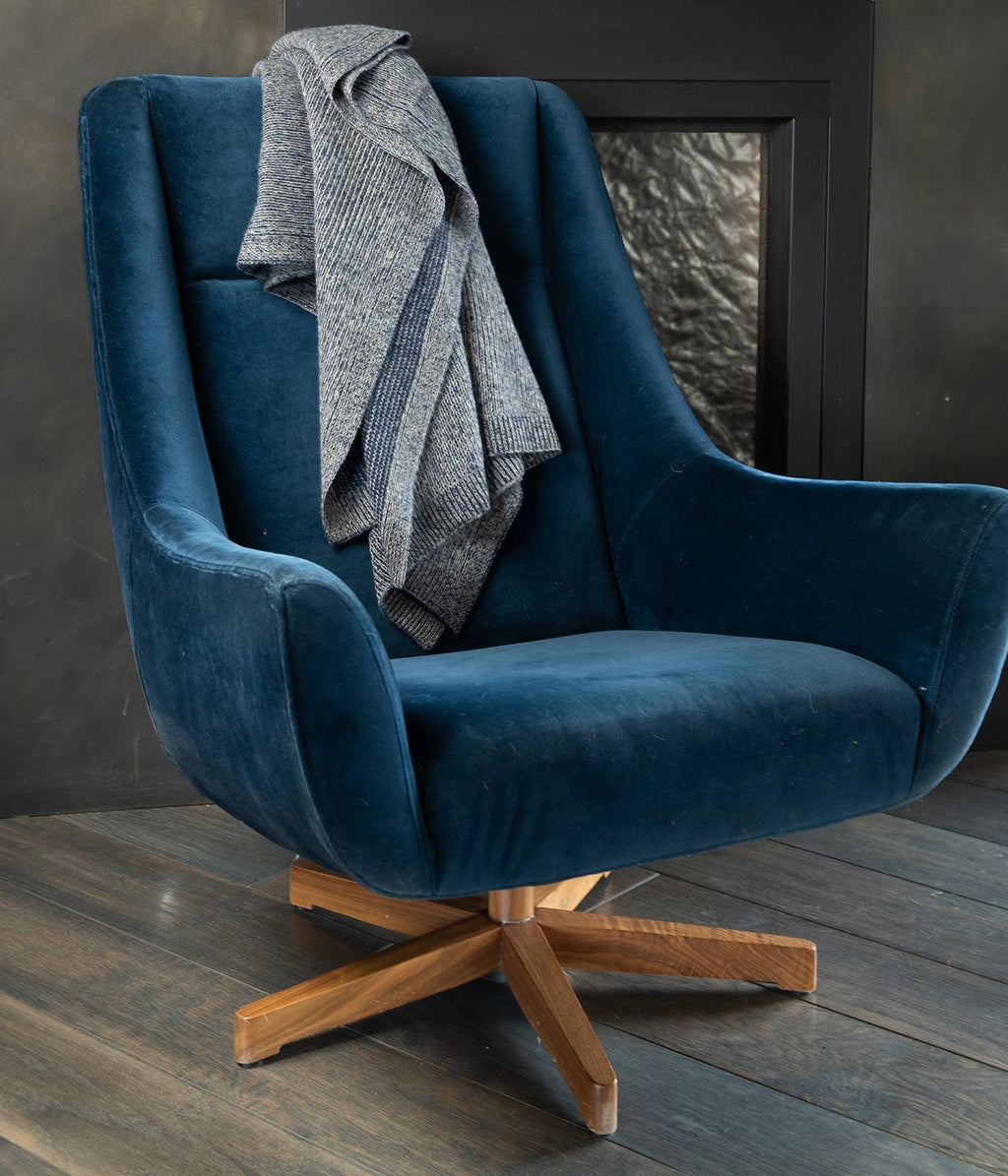Bloomist Cobalt and Platinum Yak Down Beehive Knit Throw | Heirloom Boulevard