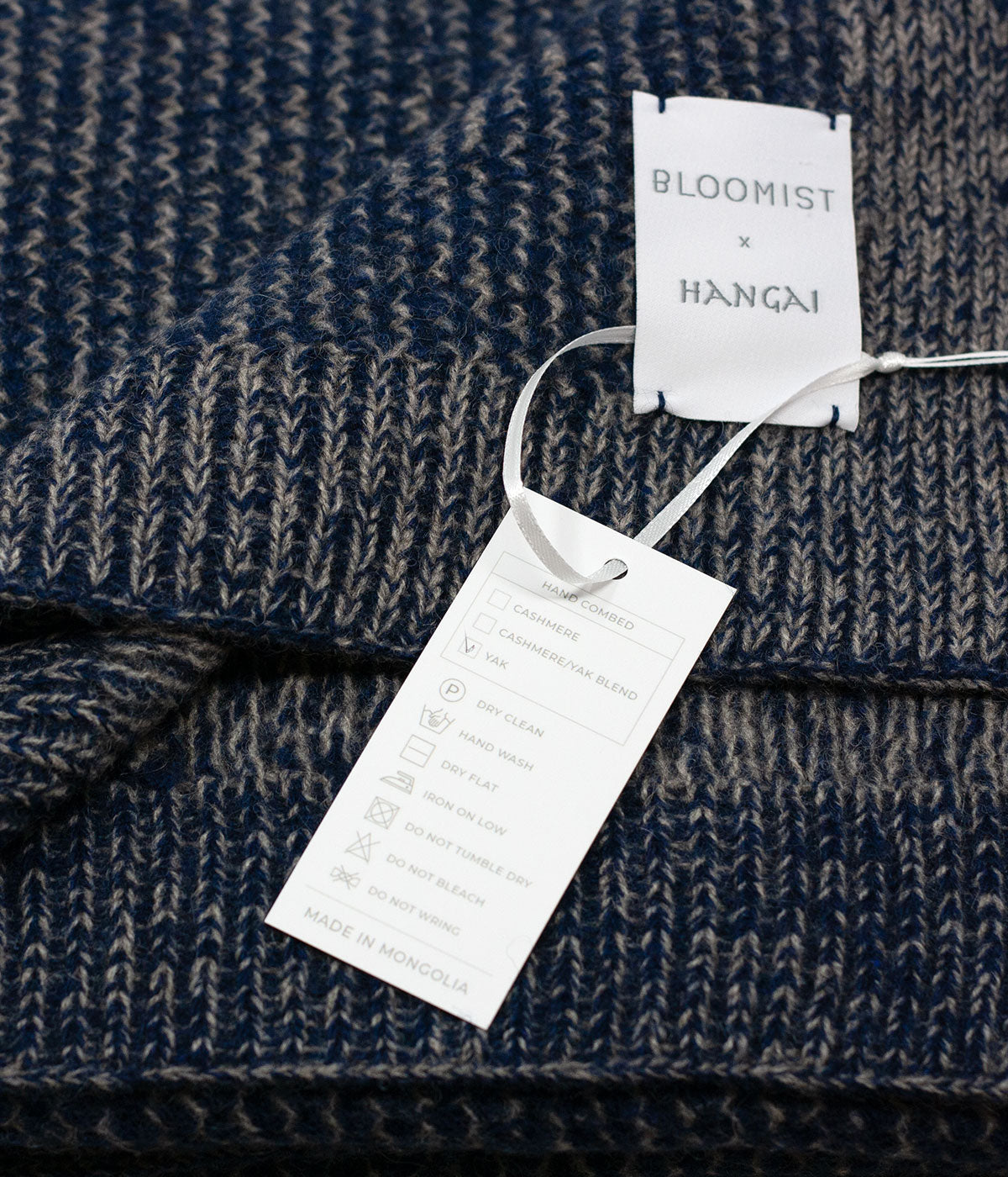 Bloomist Cobalt and Platinum Yak Down Beehive Knit Throw | Heirloom Boulevard