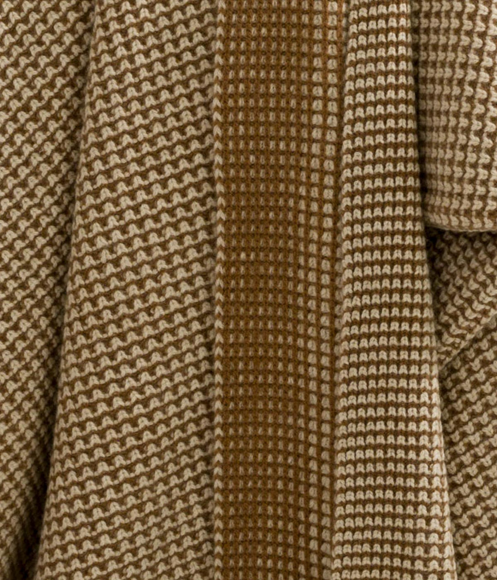 Bloomist Linen and Cognac Waffle Knit Cashmere Throw | Heirloom Boulevard