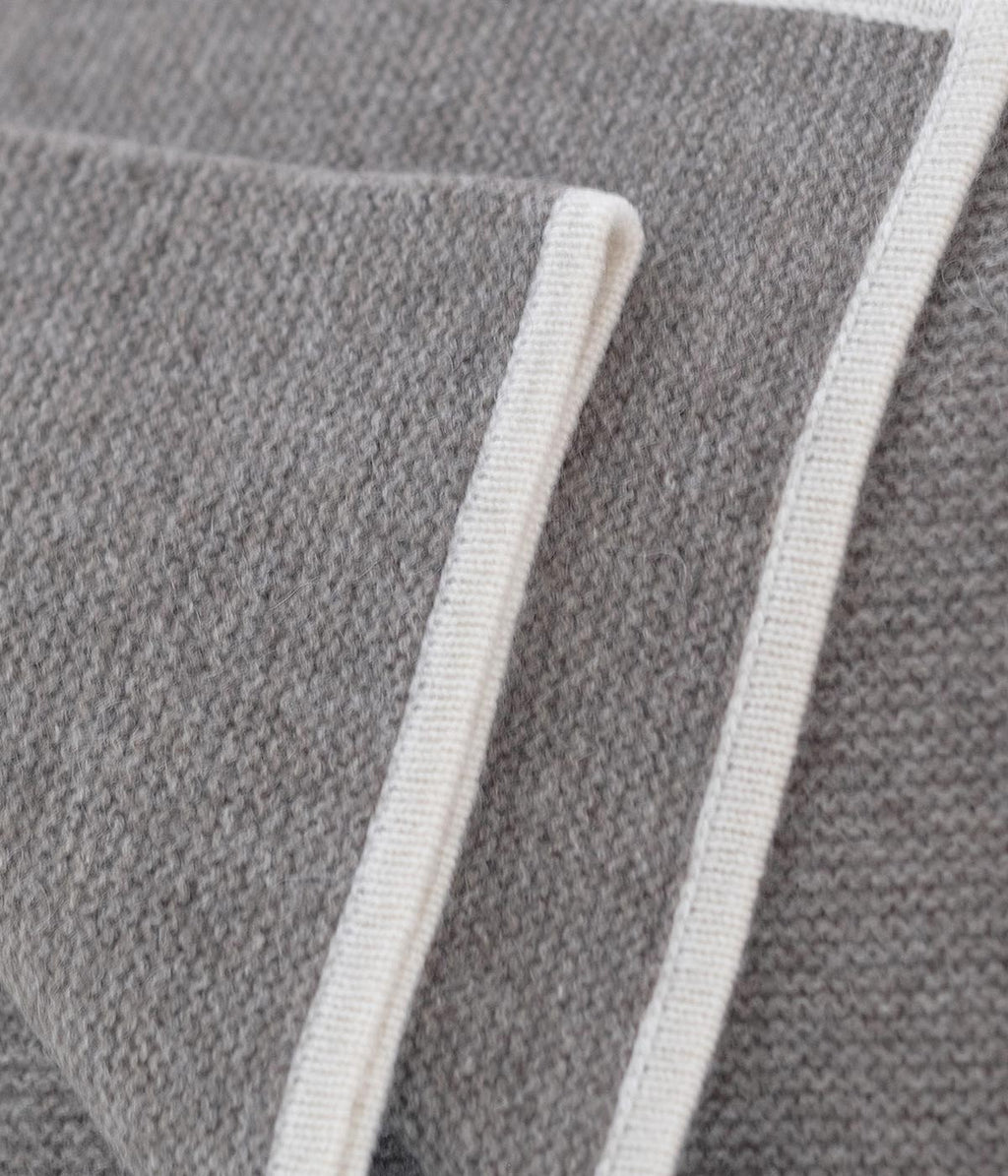 Bloomist Platinum and White Purl Knit Yak Down Throw | Heirloom Boulevard
