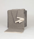 Bloomist Platinum and White Ribbed Knit Yak Down Throw | Heirloom Boulevard