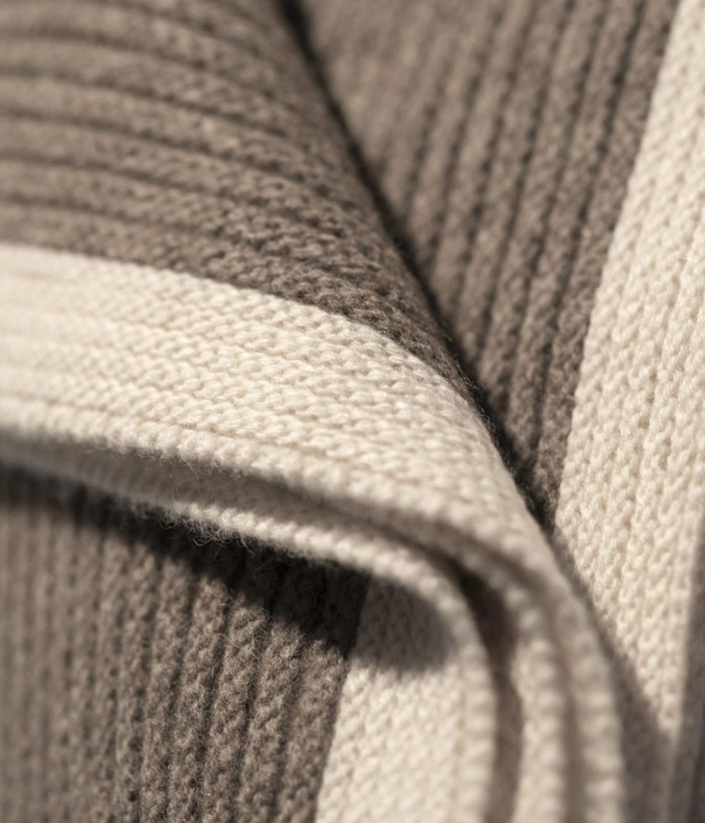 Bloomist Platinum and White Ribbed Knit Yak Down Throw | Heirloom Boulevard