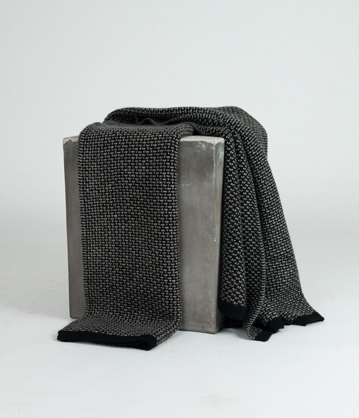 Platinum and Black Yak Down Taiga Throw | Heirloom Boulevard