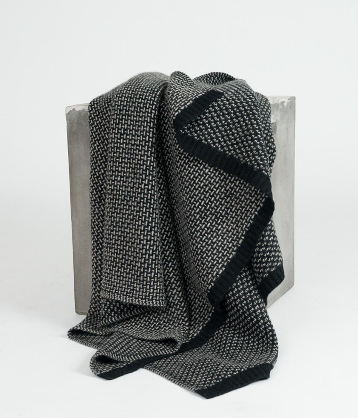 Platinum and Black Yak Down Taiga Throw | Heirloom Boulevard