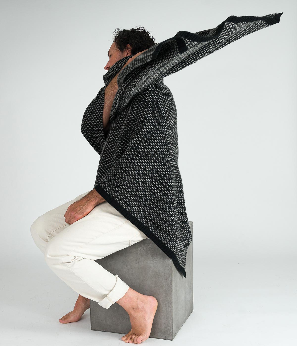 Platinum and Black Yak Down Taiga Throw | Heirloom Boulevard