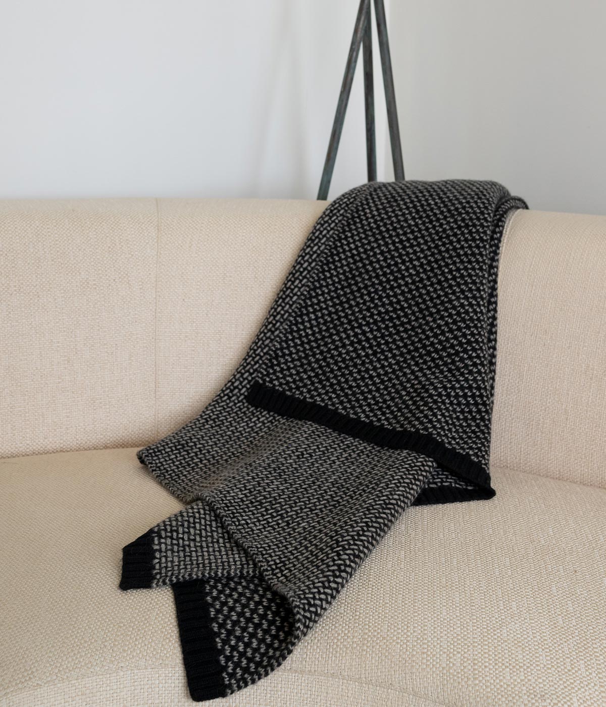 Platinum and Black Yak Down Taiga Throw | Heirloom Boulevard