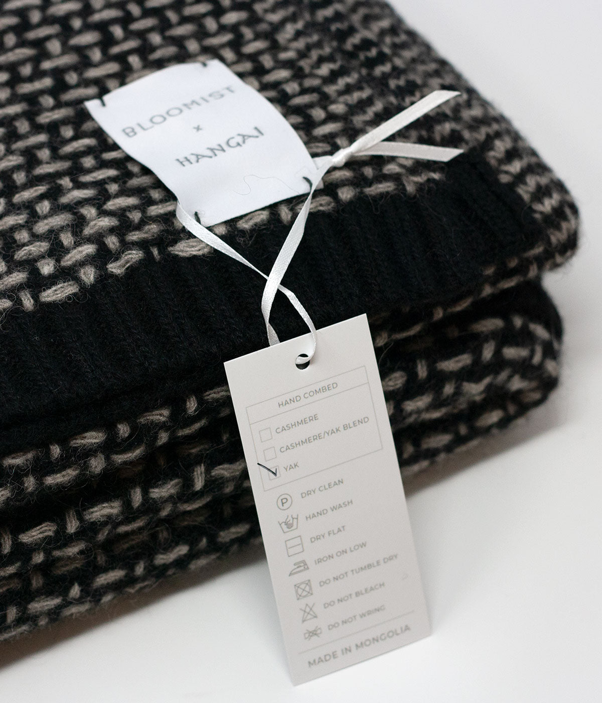 Platinum and Black Yak Down Taiga Throw | Heirloom Boulevard