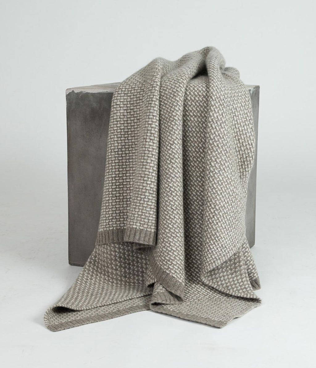 White Cashmere and Platinum Yak Down Taiga Throw | Heirloom Boulevard