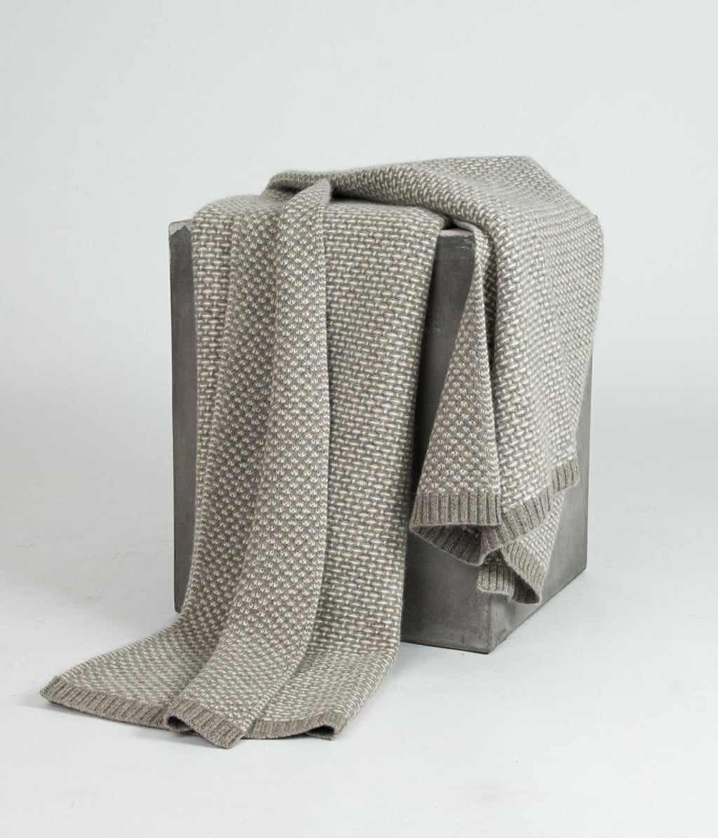 White Cashmere and Platinum Yak Down Taiga Throw | Heirloom Boulevard