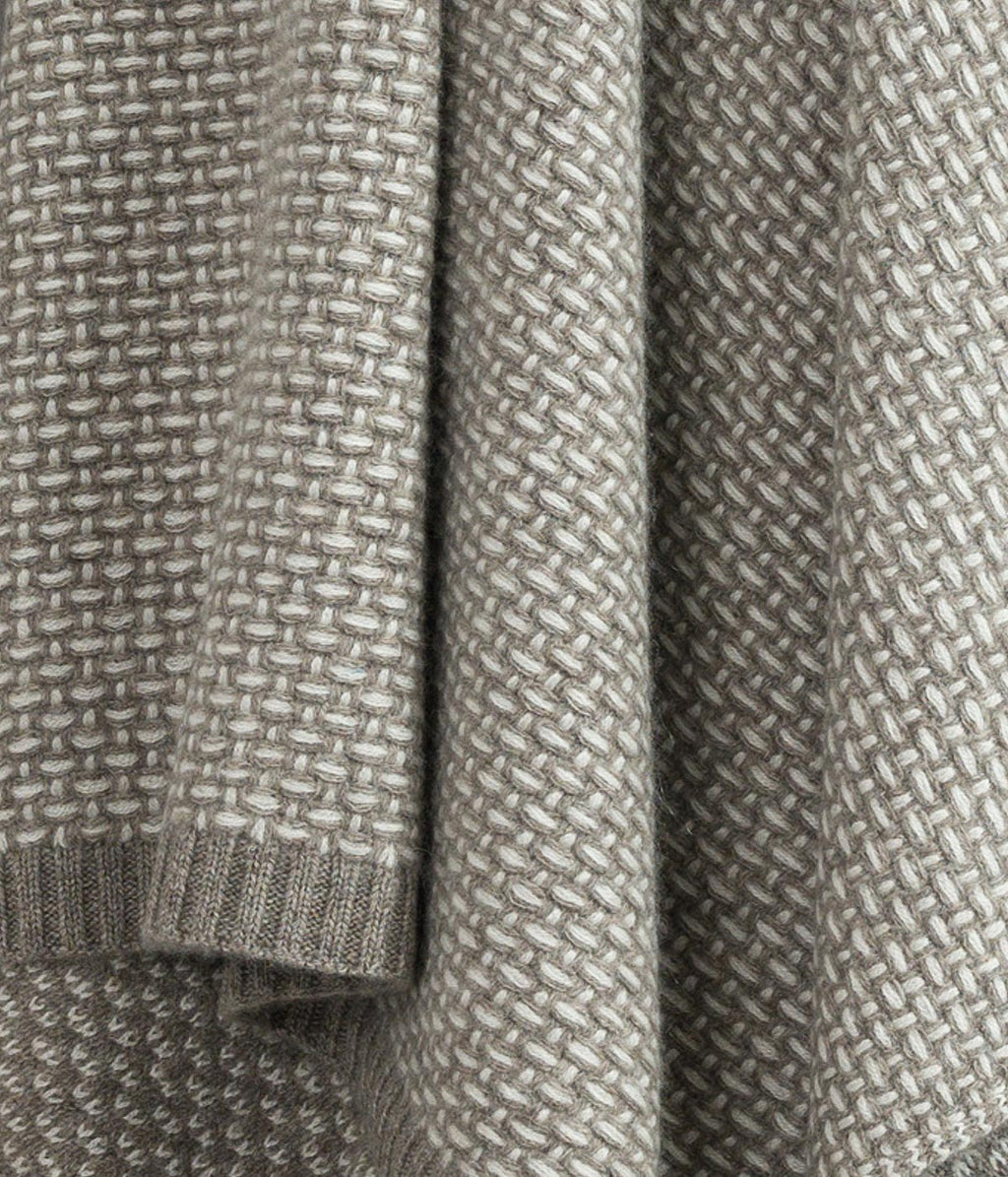 White Cashmere and Platinum Yak Down Taiga Throw | Heirloom Boulevard