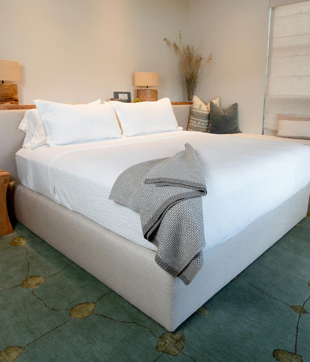White Cashmere and Platinum Yak Down Taiga Throw | Heirloom Boulevard