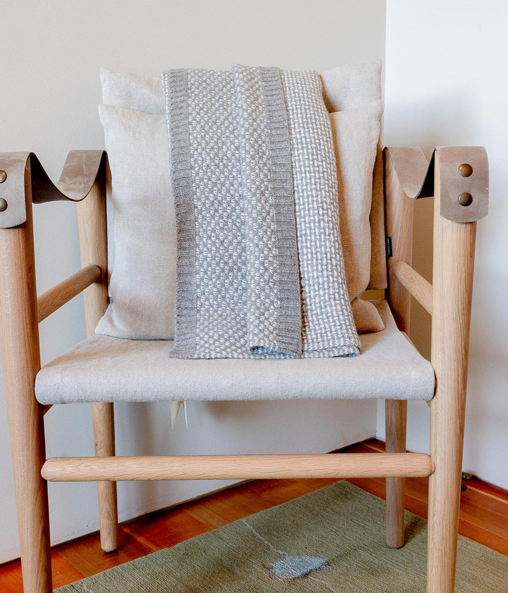 White Cashmere and Platinum Yak Down Taiga Throw | Heirloom Boulevard