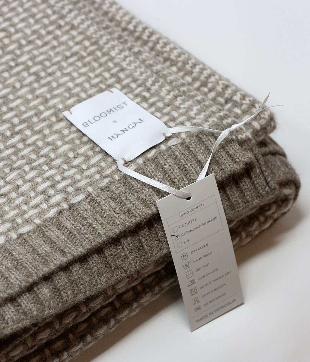White Cashmere and Platinum Yak Down Taiga Throw | Heirloom Boulevard