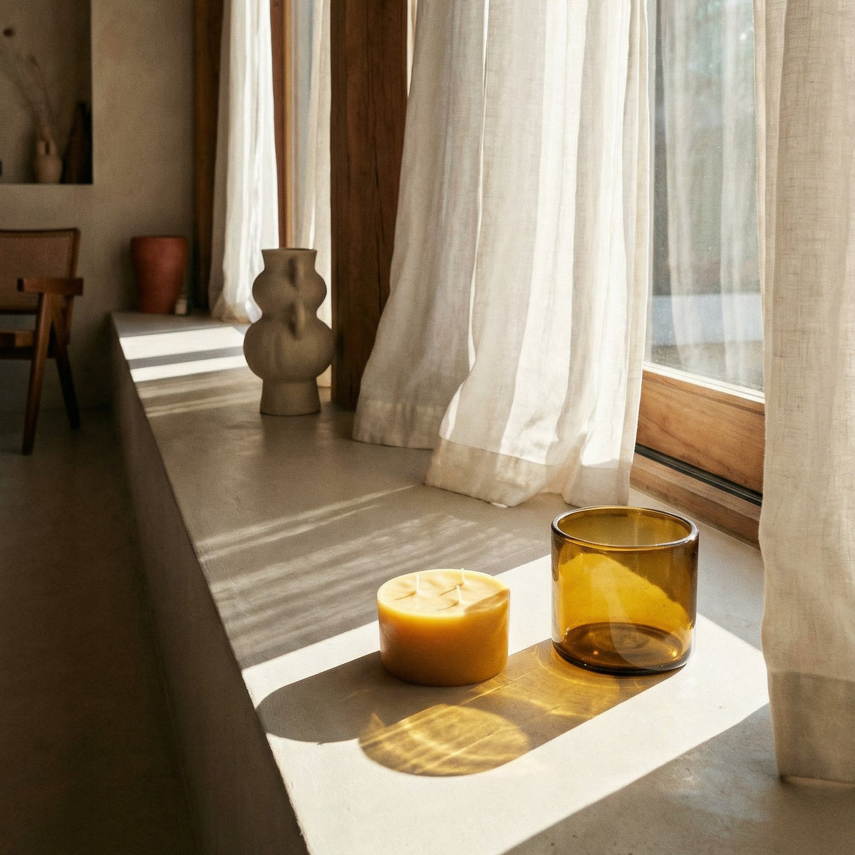 Pure Beeswax Candle in Blown Glass | Heirloom Boulevard