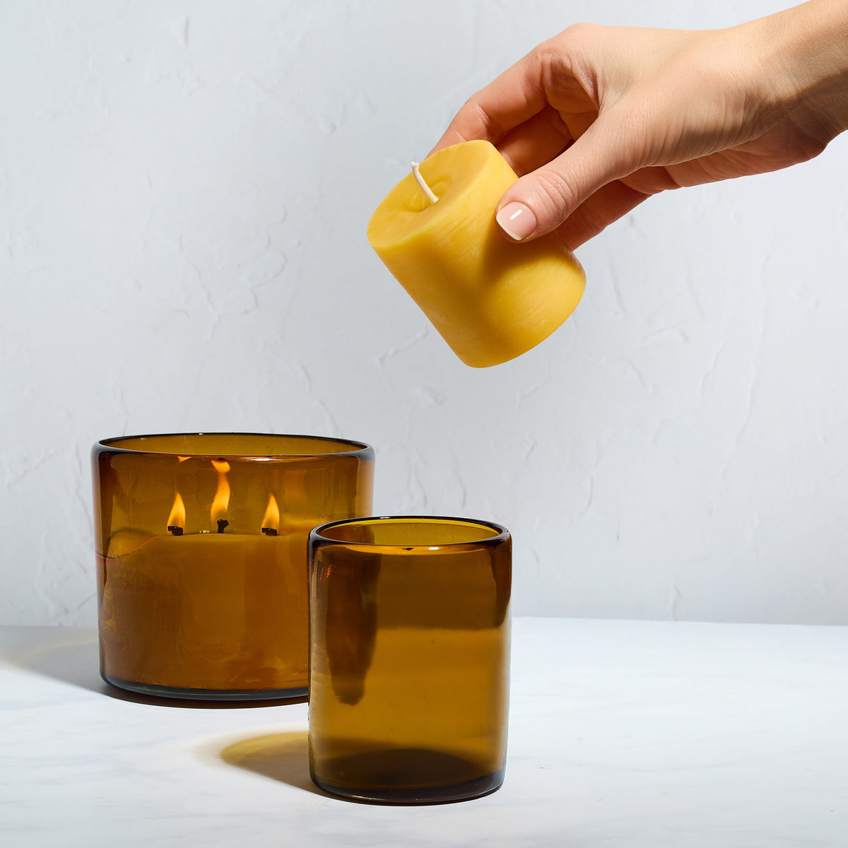 Pure Beeswax Candle in Blown Glass | Heirloom Boulevard
