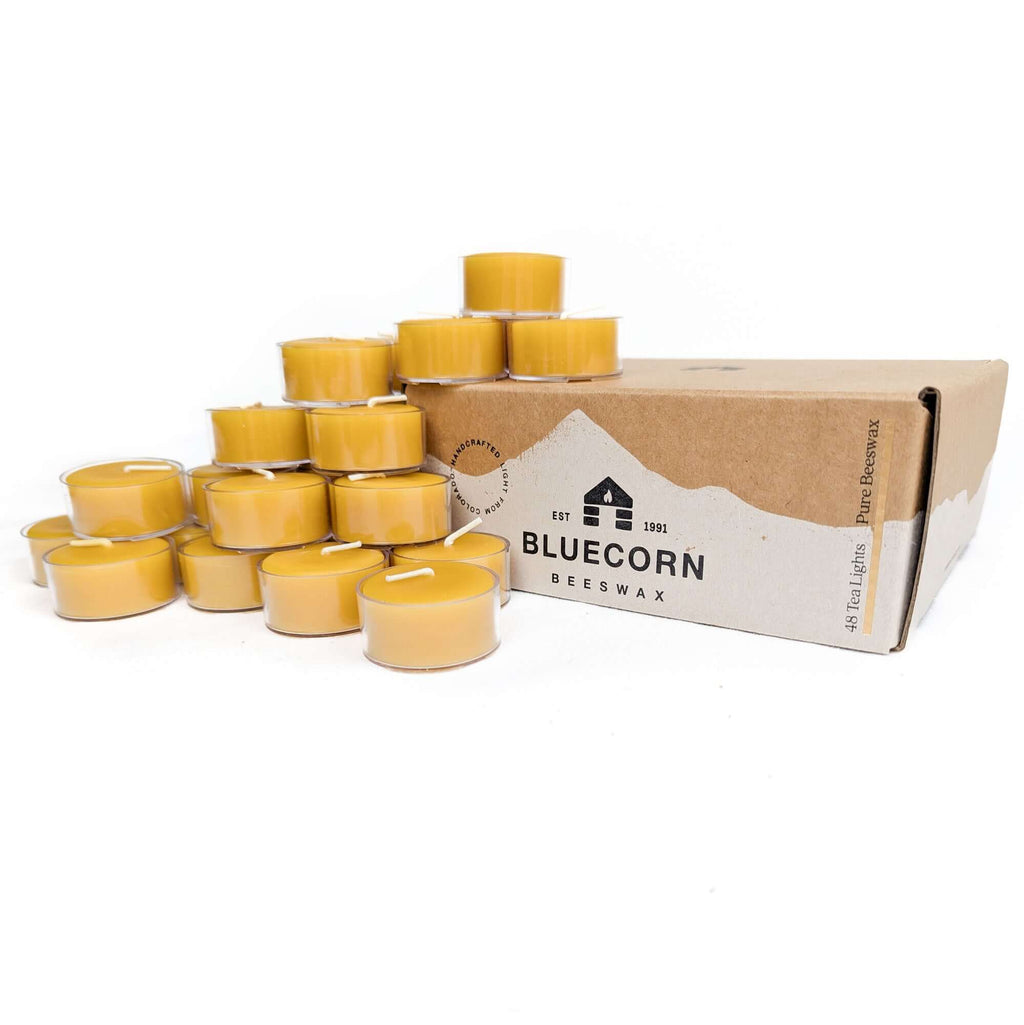 Bluecorn Candles Pure Beeswax Tea Light Candles 48-Pack Raw Clear | Heirloom Boulevard