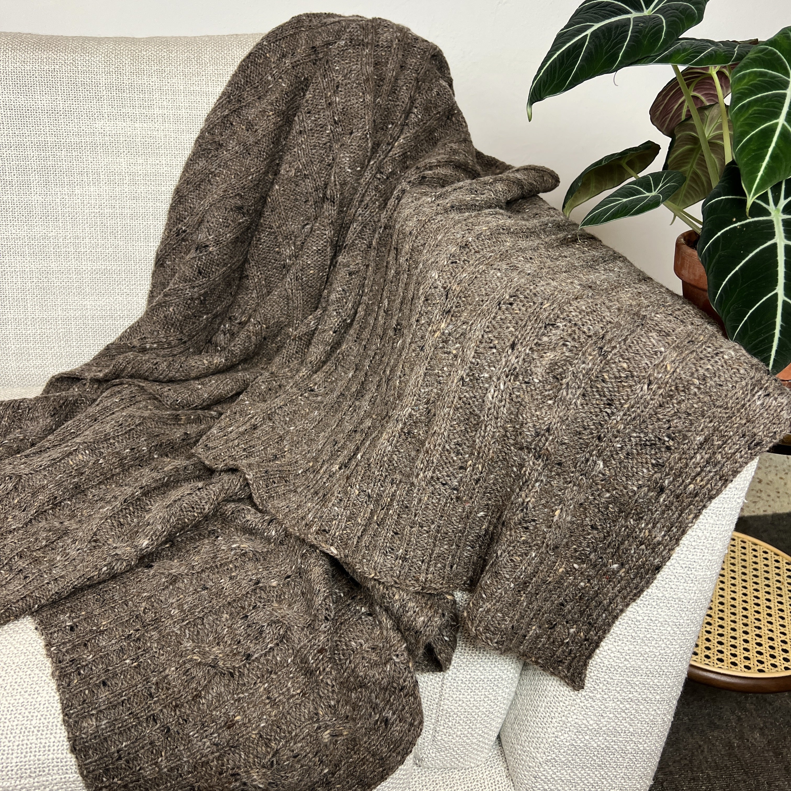 Mocha Cable Knit Alpaca Throw SLATE + SALT | Heirloom Boulevard